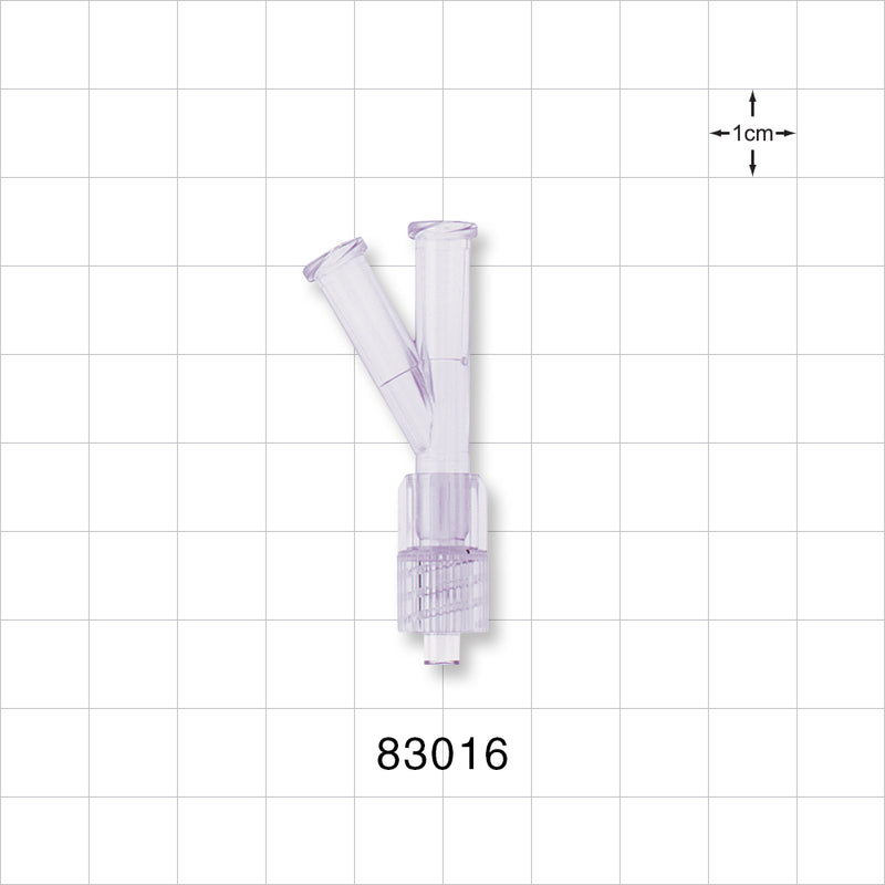 Y Connector, 2 Female Luer Locks, Male Luer w/Spin Lock, Clear -  - 83016
