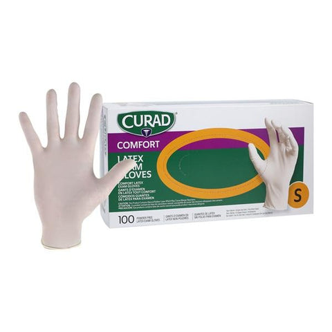 Medline Industries Inc -Accucare Latex Exam Gloves Small Beige Non-Sterile, 10 BX/CA CUR8104