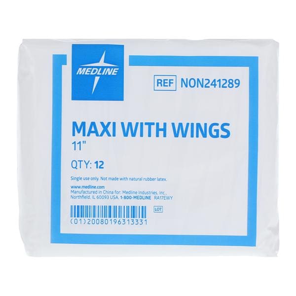 Medline Industries Inc Sanitary Pad 11" Maximum White Disposable Not made with natural rubber latex 288/Case - NON241289