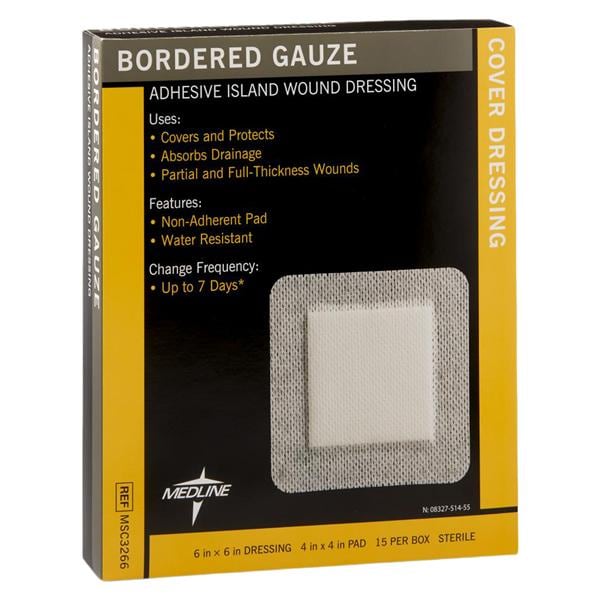 Medline Industries Inc Cotton Pad Gauze 6x6" Sterile Pad White Not Made With Natural Rubber Latex, 10 BX/CA - MSC3266