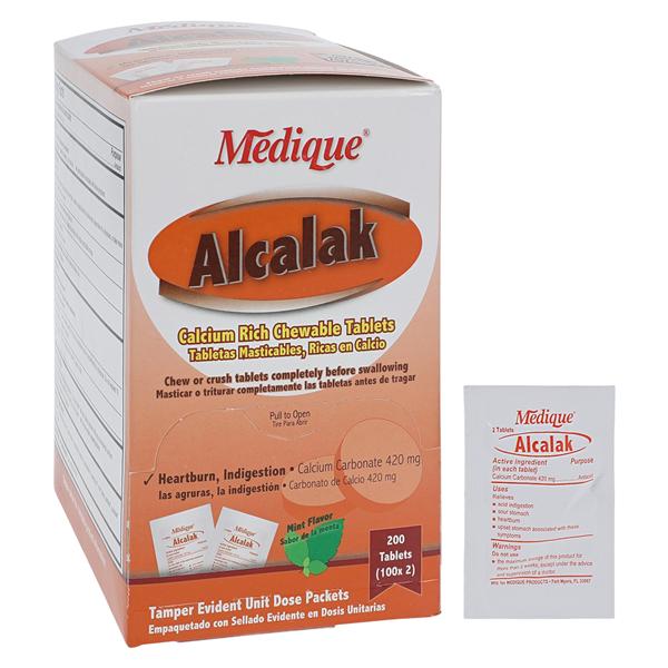 Medique Products Alcalak Antacid Tablets 420mg Spearmint 100X2/Box - 10147