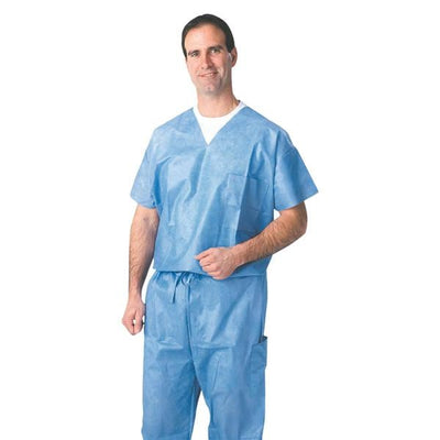 Medline Industries Inc  Scrub Shirt Polypropylene 2X Large Blue 30/Ca - NON27202XXL