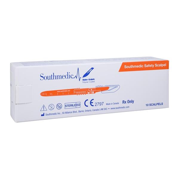 Southmedic Inc. -Disposable Safety Surgical Scalpel #11 Stainless Steel/Polymer Coating Sterile, 12 BX/CA 73-0611