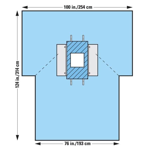 O & M Halyard -1x76x124" Sterile Laparoscopy Drape 12x13" Fenestrated 89233