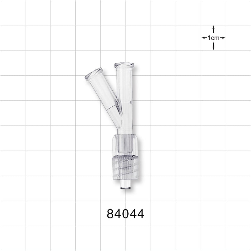 Y Connector, 2 Female Luer Locks, Male Luer w/Spin Lock, Clear -  - 84044