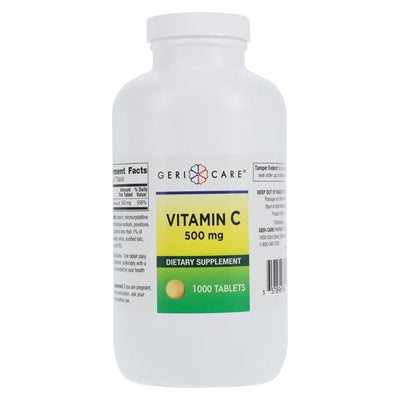Geri-Care Pharmaceuticals Vitamin C Adult Supplement Tablets 500mg 1000/Bottle - 841-10