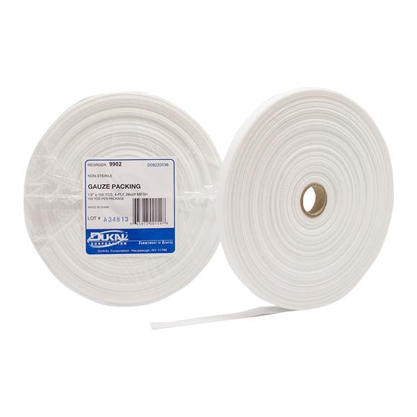 Dukal LLC Section Sponge 100% Cotton Gauze Packing 1/2"x100yd 4 Ply Non-Sterile LF - 9902