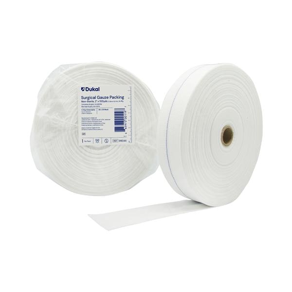 Dukal LLC 100% Cotton Gauze Packing 2"x100yd 4 Ply Non-Sterile X-Ray Detectable LF  - 9904X