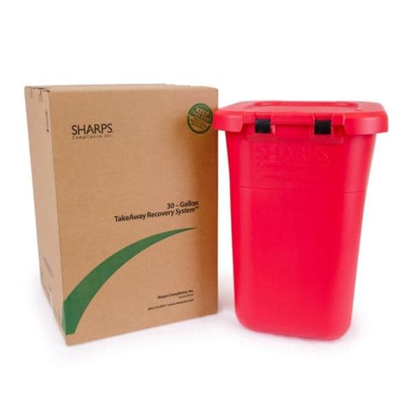 Sharps Compliance Inc -TakeAway Recovery System Sharps Mailer System 30gal Red 20-1/2x20-1/3x28" Plastic Each 80030