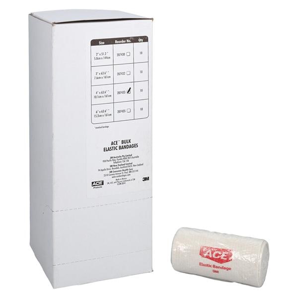 3M Medical Products -ACE Stretch Bandage Rubber/Elastic 4"x5.3' Beige Non-Sterile 10/Box, 5 BX/CA 207433