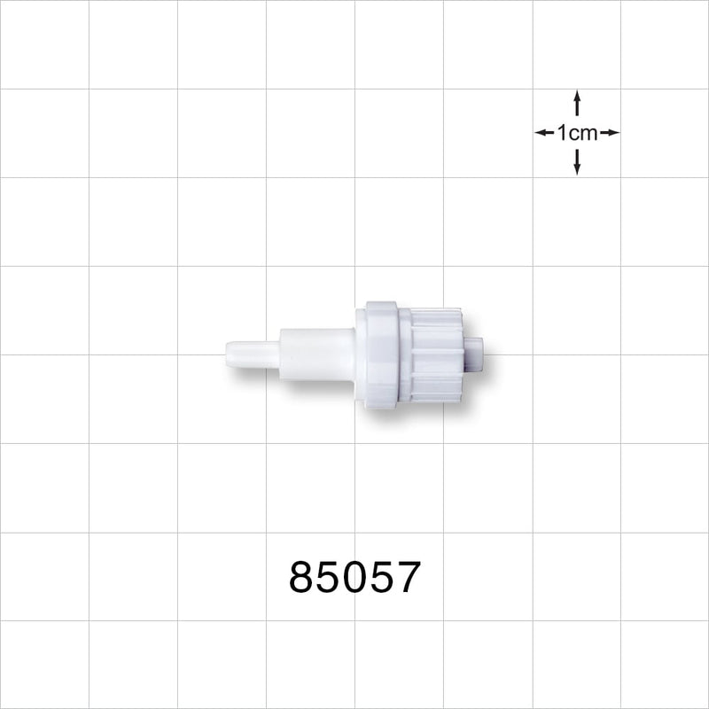 Check Valve, Tubing Port Inlet, Male Luer Lock Outlet - Inlet Fits 0.12 inch ID/0.16 inch OD Tubing (3 mm/4.06 mm) 0.28 psi CP - 85057