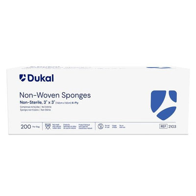 Dukal LLC Cotton Gauze Sponge 3x3" 4 Ply Non-Sterile Non-Woven, 20 BG/CA - 2103