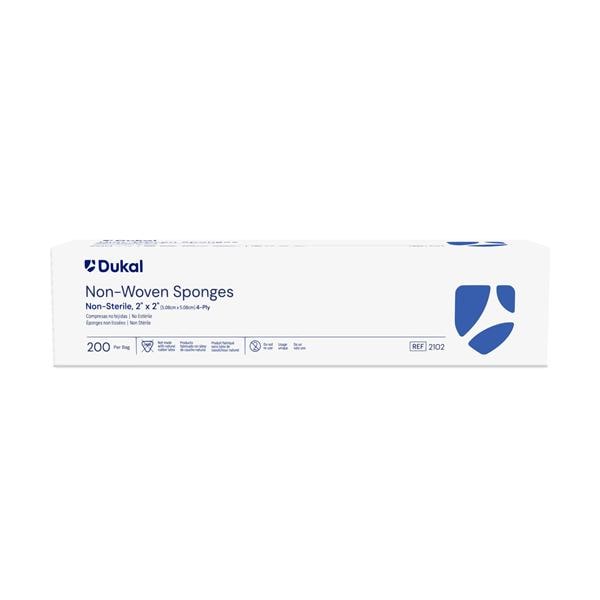 Dukal LLC Rayon/Polyester Gauze Sponge 2x2" 4 Ply Non-Woven LF, 20 BG/CA - 2102