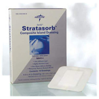 Medline Industries Inc  Stratasorb Composite Island Dressing 4x14" 4 Layer Non-Adherent Adhesive Abs LF - MSC30414