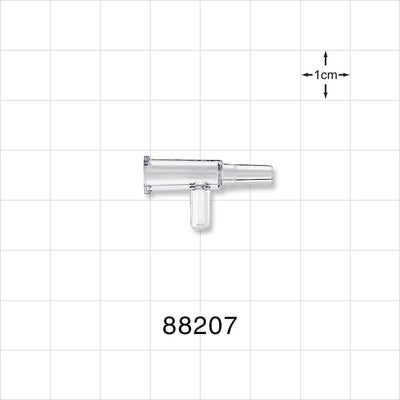 T Connector, Female Luer Lock, Male Luer Slip, Tubing Port - 0.086 inch ID / 0.165 inch OD Port (2.18 mm/4.19 mm) - 88207