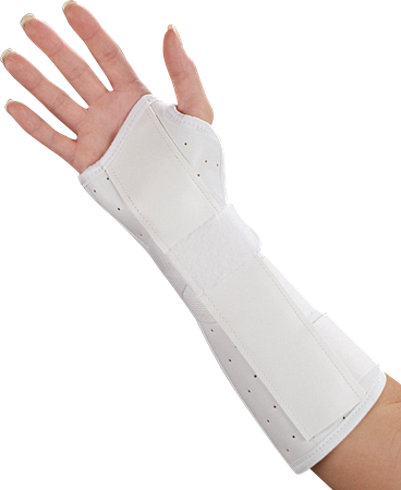 DEROYAL LEATHERETTE WRIST FOREARM SPLINT (PACKAGING - EACH) (LENGTH - 11”)