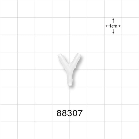 Y Connector, Barbed, Natural - Fits 3/32 inch ID Tubing (0.094 inch, 2.38 mm) - 88307