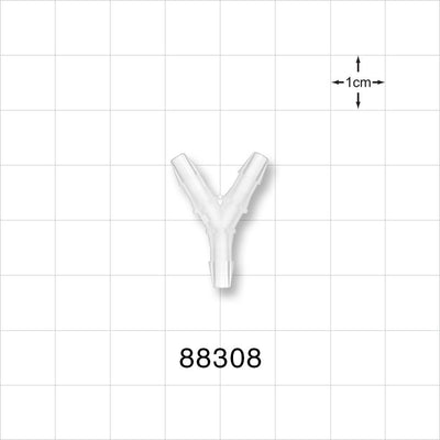 Y Connector, Barbed, Natural - Fits 1/8 inch ID Tubing (0.125 inch, 3.18 mm) - 88308