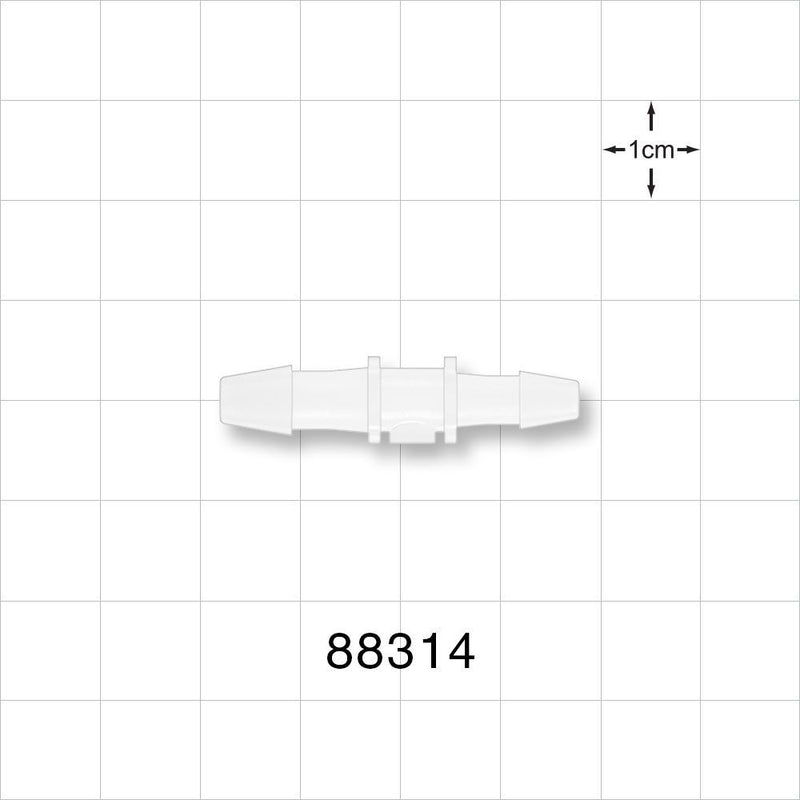 Straight Connector, Reducer, Barbed, Natural - Fits 3/16 inch x 5/32 inch ID Tubing (0.188 inch x 0.156 inch, 4.76 mm x 3.97 mm) - 88314