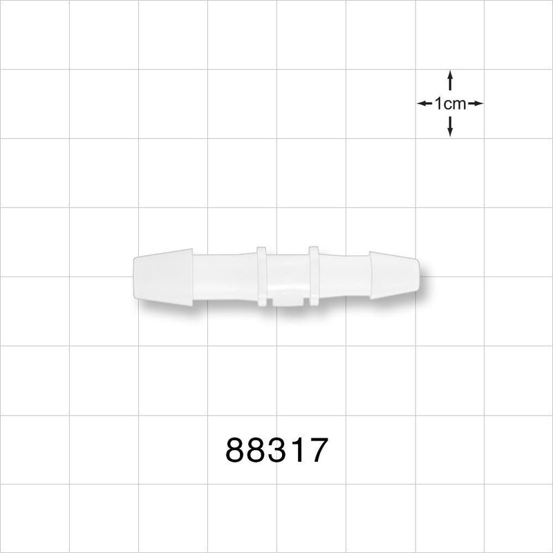 Straight Connector, Reducer, Barbed, Natural - Fits 1/4 inch x 3/16 inch ID Tubing (0.25 inch x 0.188 inch, 6.35 mm x 4.76 mm) - 88317