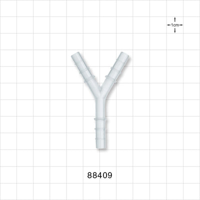 Y Connector, Reducer, Barbed, Natural - Fits 3/16 inch (0.188 inch, 4.76 mm); 1/4 inch (0.25 inch, 6.35 mm); 5/16 inch (0.313 inch, 7.94 mm) ID Tubing - 88409