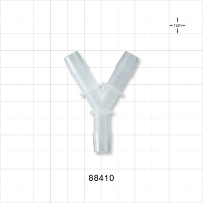 Y Connector, Barbed, Natural - Fits 3/8 inch ID Tubing (0.375 inch, 9.53 mm) - 88410
