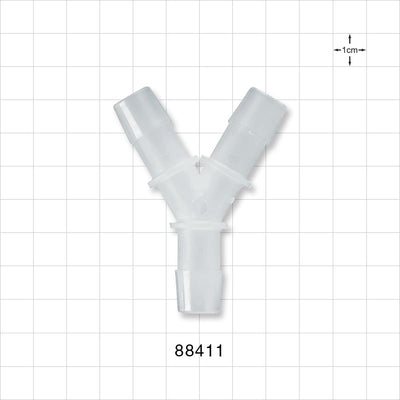 Y Connector, Barbed, Natural - Fits 1/2 inch ID Tubing (0.5 inch, 12.7 mm) - 88411