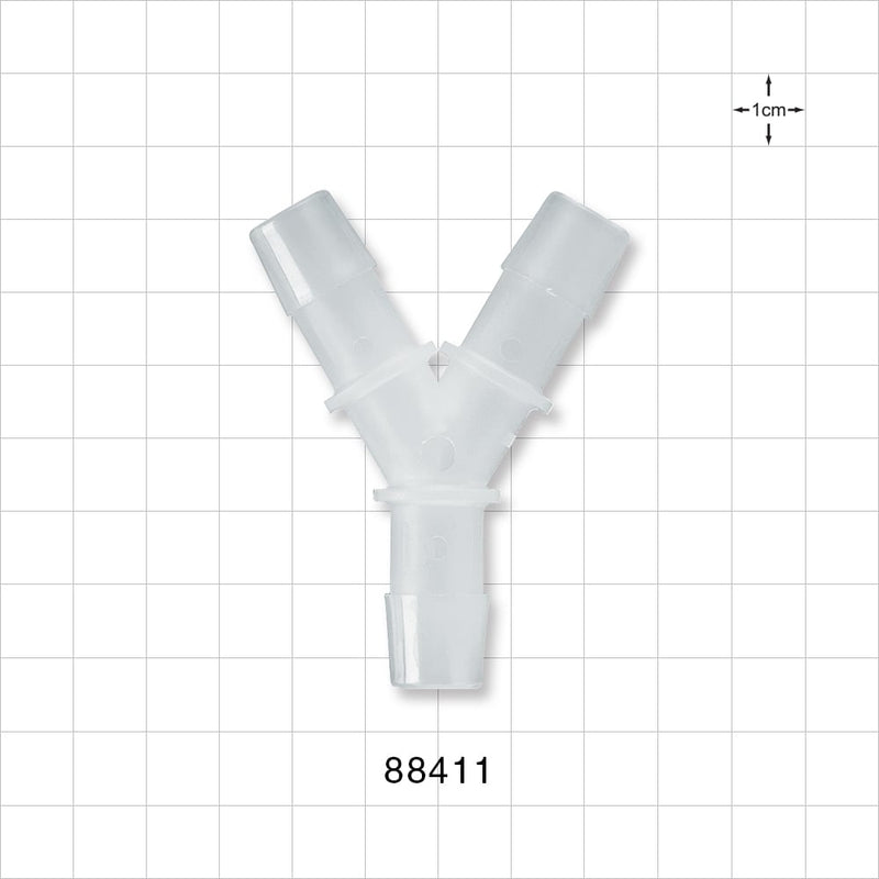 Y Connector, Barbed, Natural - Fits 1/2 inch ID Tubing (0.5 inch, 12.7 mm) - 88411