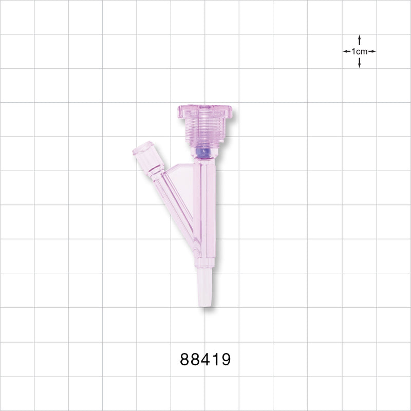 Hemostasis Valve Y Connector, Male Luer Slip, Female Luer Lock Sideport - 6 FR (0.078 inch, 2 mm) - 88419