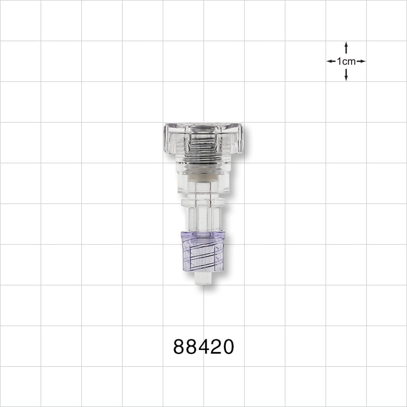 Hemostasis Valve Straight Connector, Male Luer Spin Lock - 0 FR - 9 FR (0 inch - 0.118 inch, 0 mm - 3 mm) - 88420
