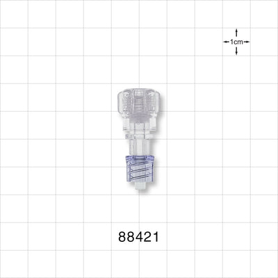 Hemostasis Valve Straight Connector, Male Luer Spin Lock - 0 FR - 9 FR (0 inch - 0.118 inch, 0 mm - 3 mm) - 88421