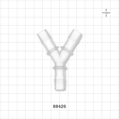 Y Connector, Barbed, Natural - Fits 1/2 inch ID Tubing (0.5 inch, 12.7 mm) - 88426