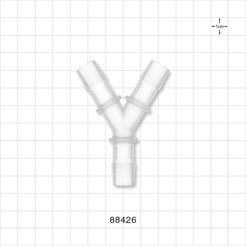 Y Connector, Barbed, Natural - Fits 1/2 inch ID Tubing (0.5 inch, 12.7 mm) - 88426