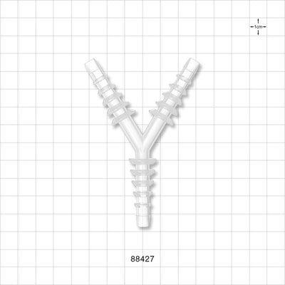 Y Connector, Reducer, Barbed, Natural - Fits 1/4 inch - 9/14 inch ID Tubing (0.25 inch - 0.642 inch, 6.35 mm - 16.31 mm) - 88427