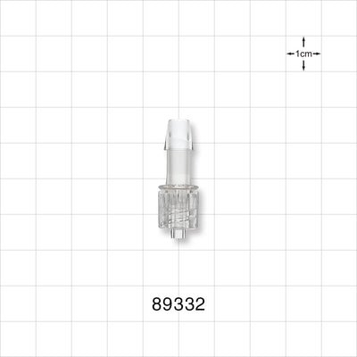 Male Luer w/Spin Lock, Barbed, Clear - Fits 1/4 inch ID Tubing (0.25 inch, 6.35 mm) - 89332