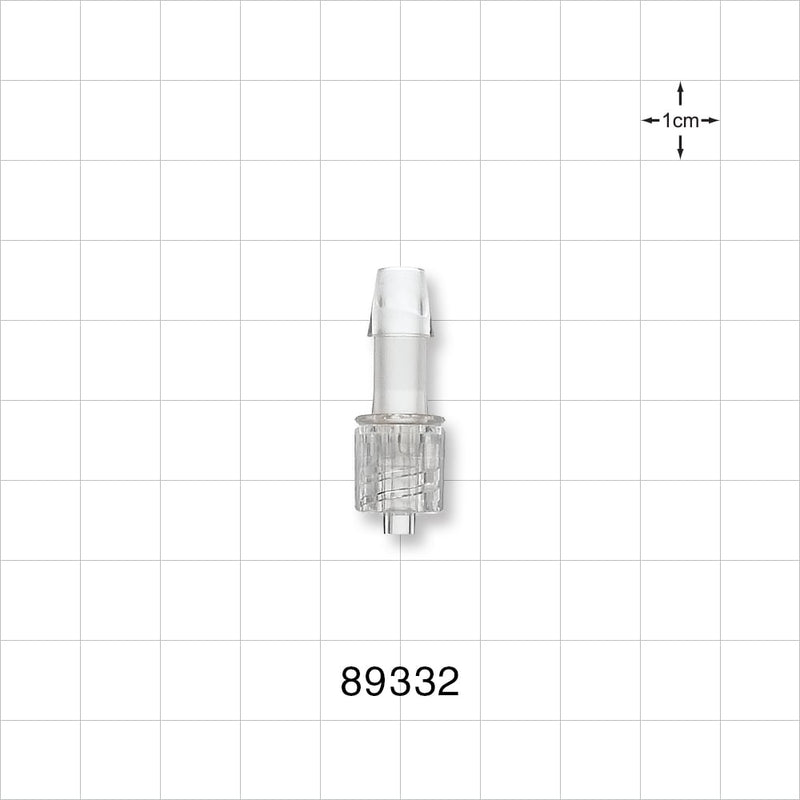 Male Luer w/Spin Lock, Barbed, Clear - Fits 1/4 inch ID Tubing (0.25 inch, 6.35 mm) - 89332