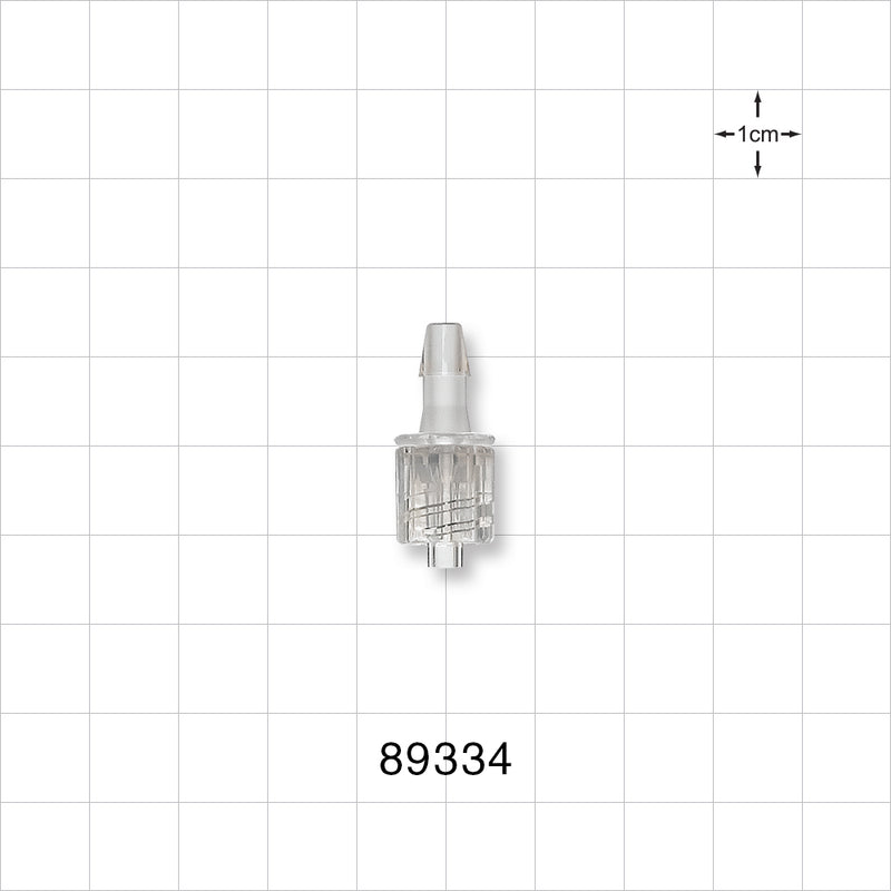 Male Luer w/Spin Lock, Barbed, Clear - Fits 5/32 inch ID Tubing (0.156 inch, 3.97 mm) - 89334