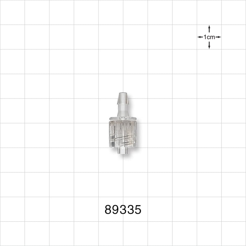 Male Luer w/Spin Lock, Barbed, Clear - Fits 1/8 inch ID Tubing (0.125 inch, 3.18 mm) - 89335