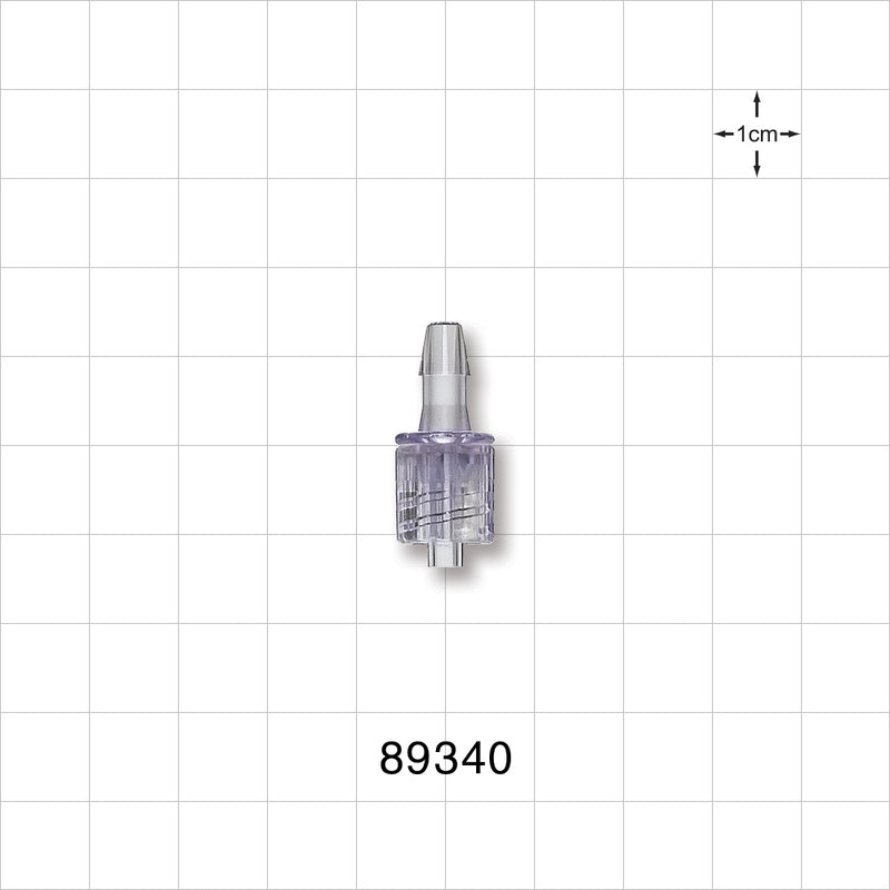 Male Luer w/Spin Lock, Barbed, Clear - Fits 5/32 inch ID Tubing (0.156 inch, 3.97 mm) - 89340