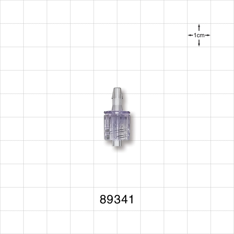 Male Luer w/Spin Lock, Barbed, Clear - Fits 1/8 inch ID Tubing (0.125 inch, 3.18 mm) - 89341