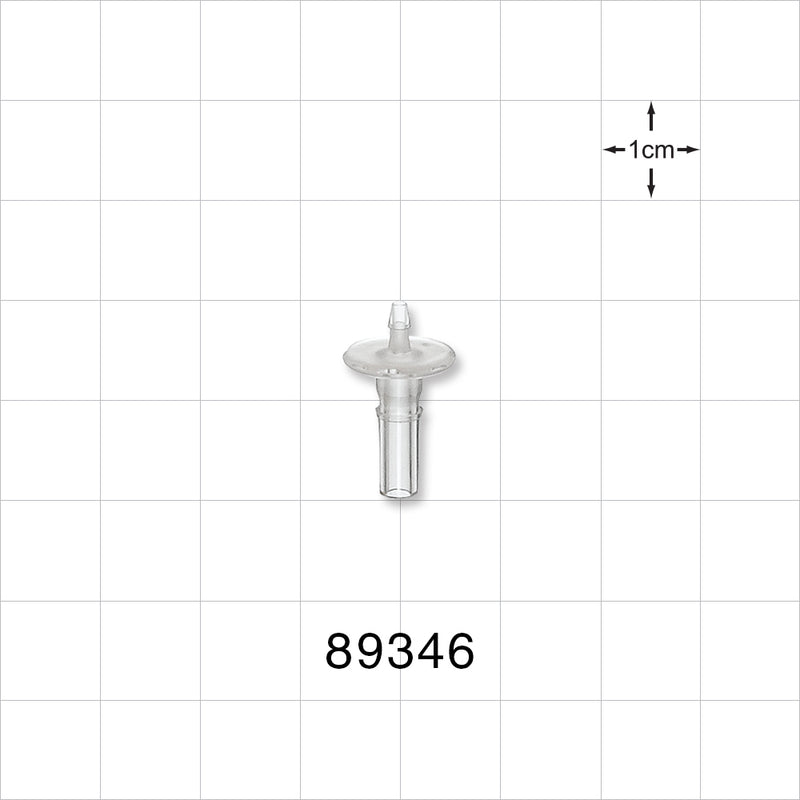 Male Luer Slip, Barbed, Clear - Fits 1/16 inch ID Tubing (0.063 inch, 1.59 mm) - 89346