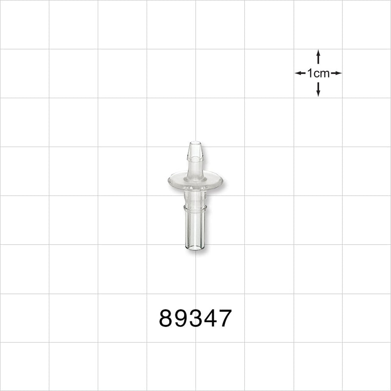 Male Luer Slip, Barbed, Clear - Fits 3/32 inch ID Tubing (0.094 inch, 2.38 mm) - 89347