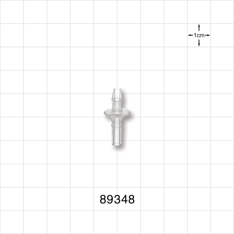 Male Luer Slip, Barbed, Clear - Fits 1/8 inch ID Tubing (0.125 inch, 3.18 mm) - 89348
