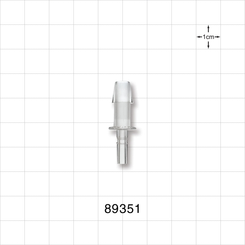 Male Luer Slip, Barbed, Clear - Fits 1/4 inch ID Tubing (0.25 inch, 6.35 mm) - 89351