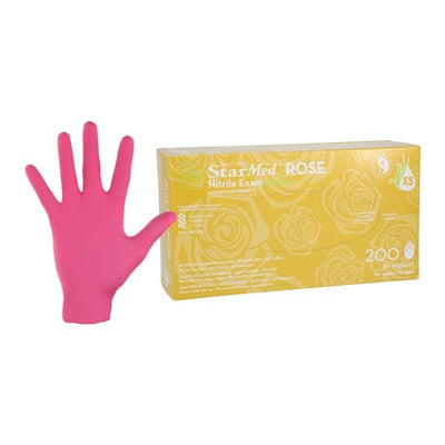 HARPS, Inc. -Starmed Nitrile Exam Gloves X-Small Rose Non-Sterile, 10 BX/CA SMNR201