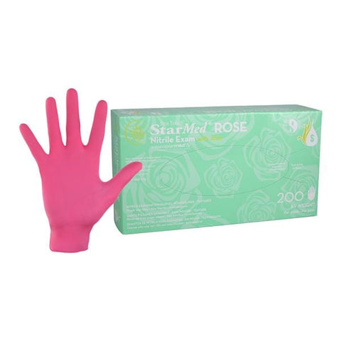 HARPS, Inc. -Starmed Nitrile Exam Gloves Small Rose Non-Sterile Not Chemo Approved, 10 BX/CA SMNR202
