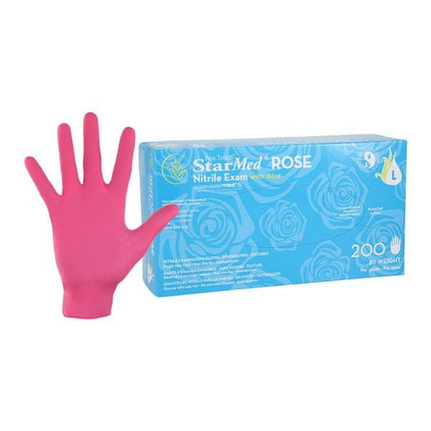 HARPS, Inc. -Starmed Nitrile Exam Gloves Large Rose Non-Sterile, 10 BX/CA SMNR204