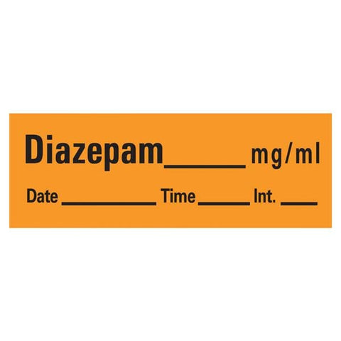 Precision Dynamics Corp. Anesthesia Label DTI Diazepan mg/ml Orange 1/2x500" 333/Rl - AN-3