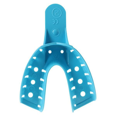 Henry Schein Inc. -HSI Double Arch Impression Tray Plastic Lower 2 Large Blue Perforated Disposable 12/Package, 25 PK/CA 412