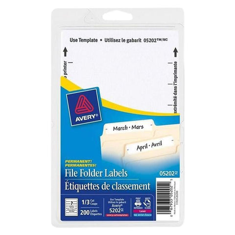 Avery Consumer Products Inkjet/Laser File Folder Labels 5/8 in x 3.5 in White 252/Pack 252/Package - 112391